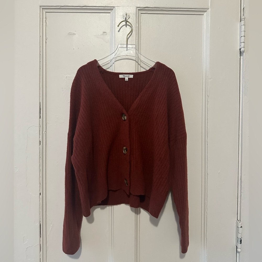 Madewell Cameron Ribbed Cardigan Sweater in Coziest Yarn Size Large